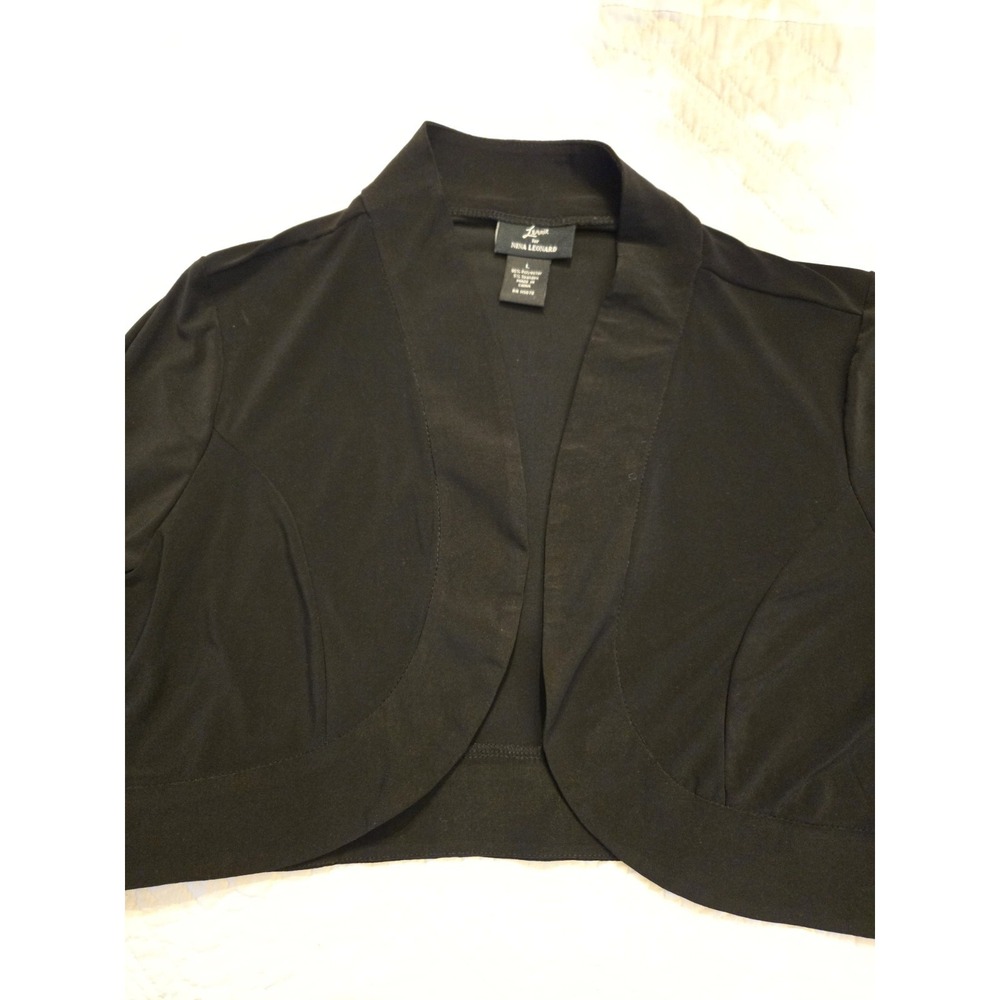Lemmie for Nina Leonard Women's Black Cropped Open Stretchy  Cardigan - Size L